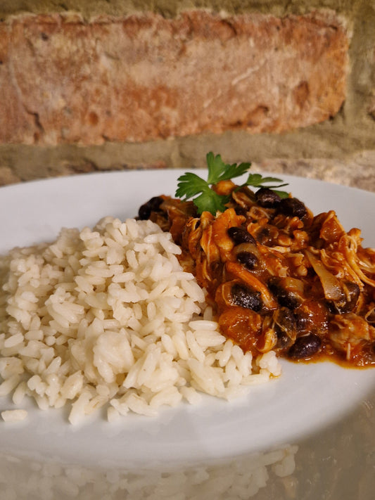 Pulled Chicken Chilli and Rice
